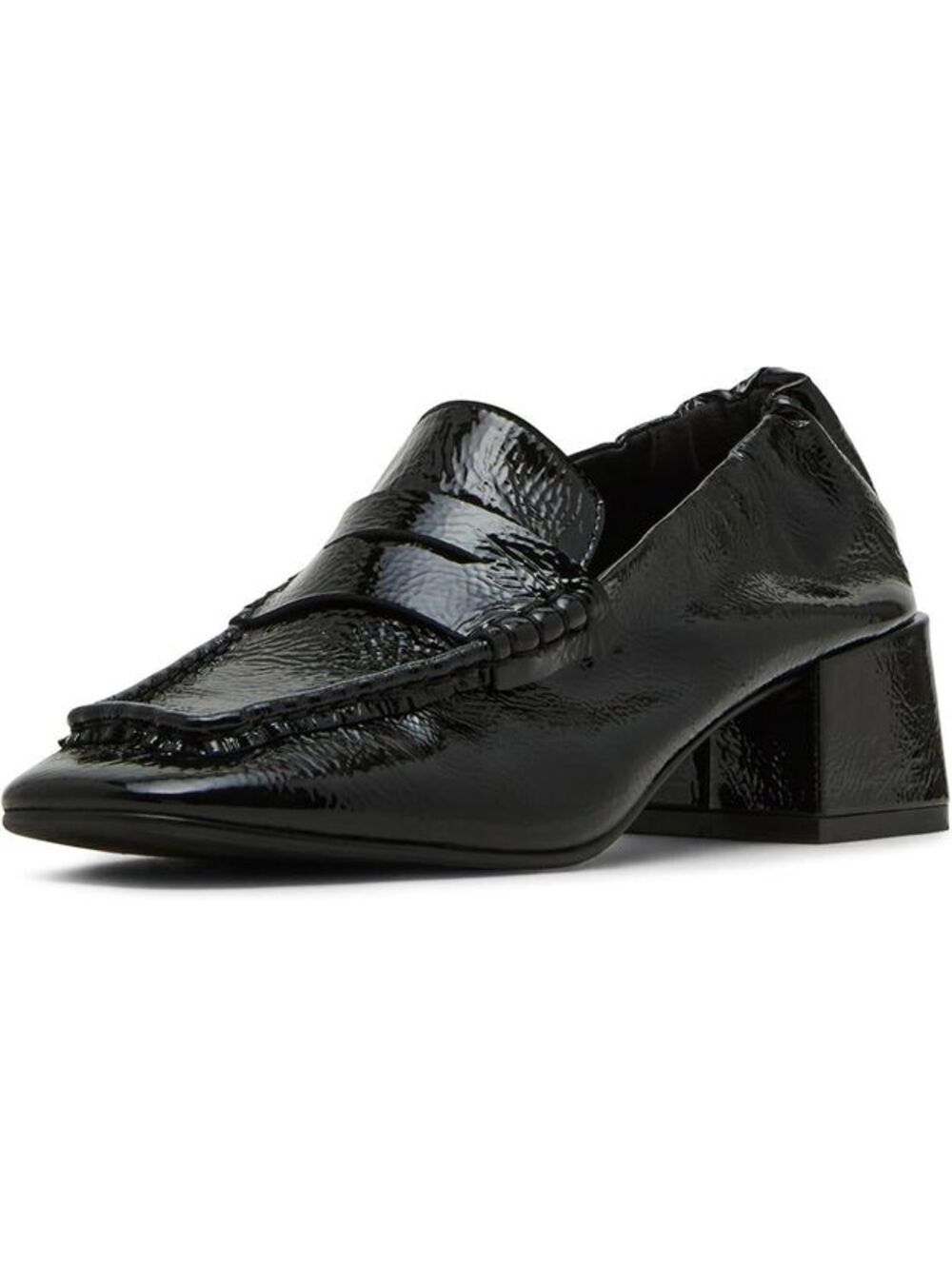 Steve Madden Estee Block Heel Loafers - Black Crinkle - Size 9.5 - ($129.50)